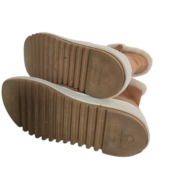 Aquatalia Alison Suede Shearling Booties In Honey Zip Closure Size 10 - Picture 7 of 9